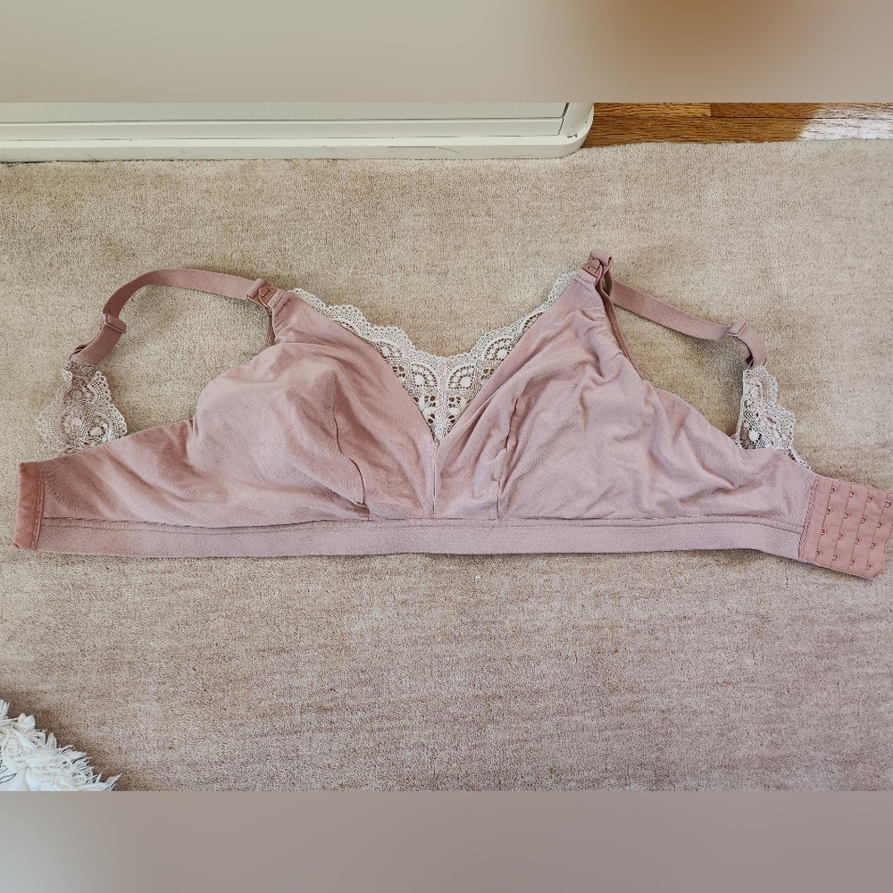 Lace Trim Pink Bralette